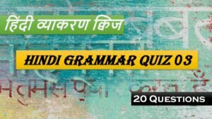 Hindi Grammar Question Answer